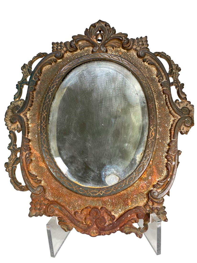 Antique Iron & Beveled Glass Wall Mirror (1 of 10)