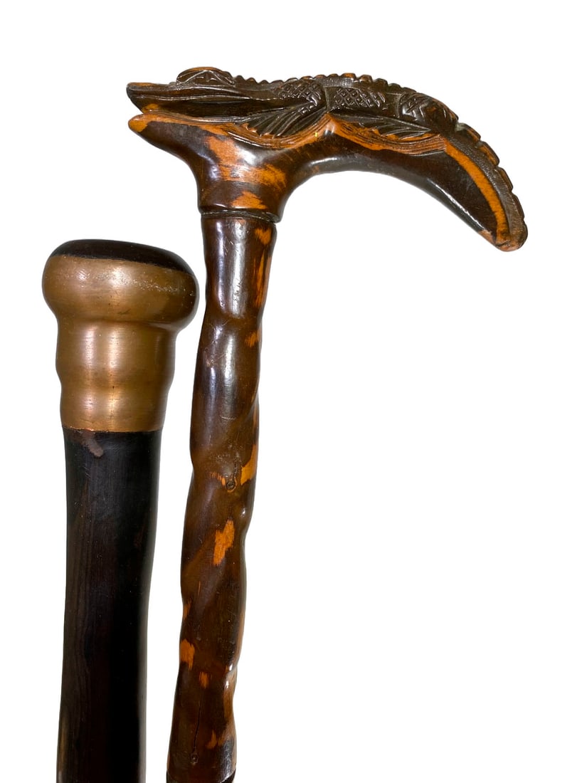 2 Antique Wood Walking Sticks (1 of 9)
