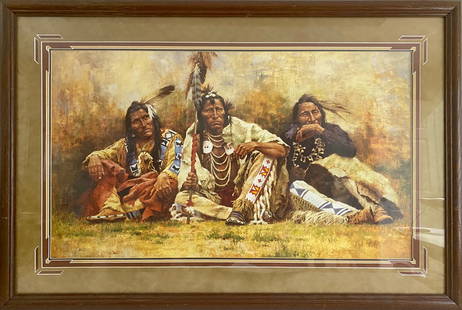 Howard Terpning Native American Print: Howard Terpning Native American Print. 28 1/2 x 42 1/2 in framed.Local Pick up call one day before to make an appointment. TO SHIP THIS ITEM IN USA OR INTERNATIONAL, PLEASE CONTACT THE SHIPPERS : 1) U