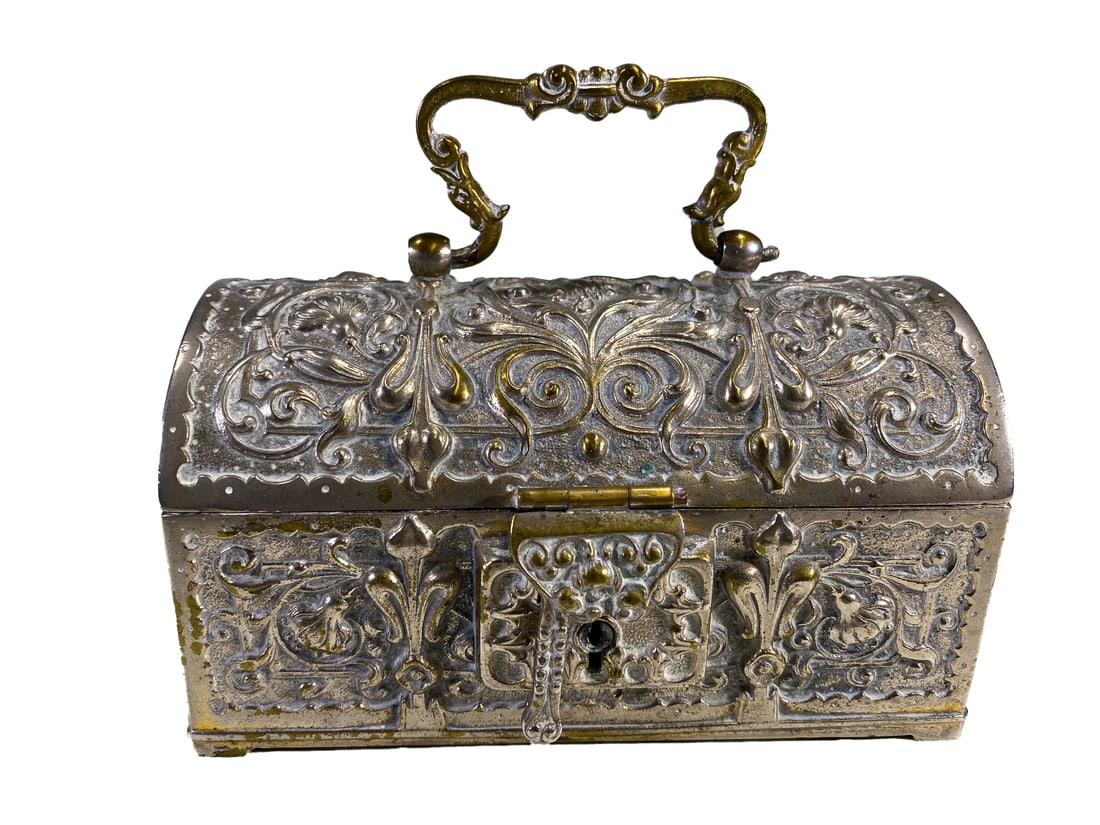Antique French Bronze Silverplated Jewelry Box (1 of 8)