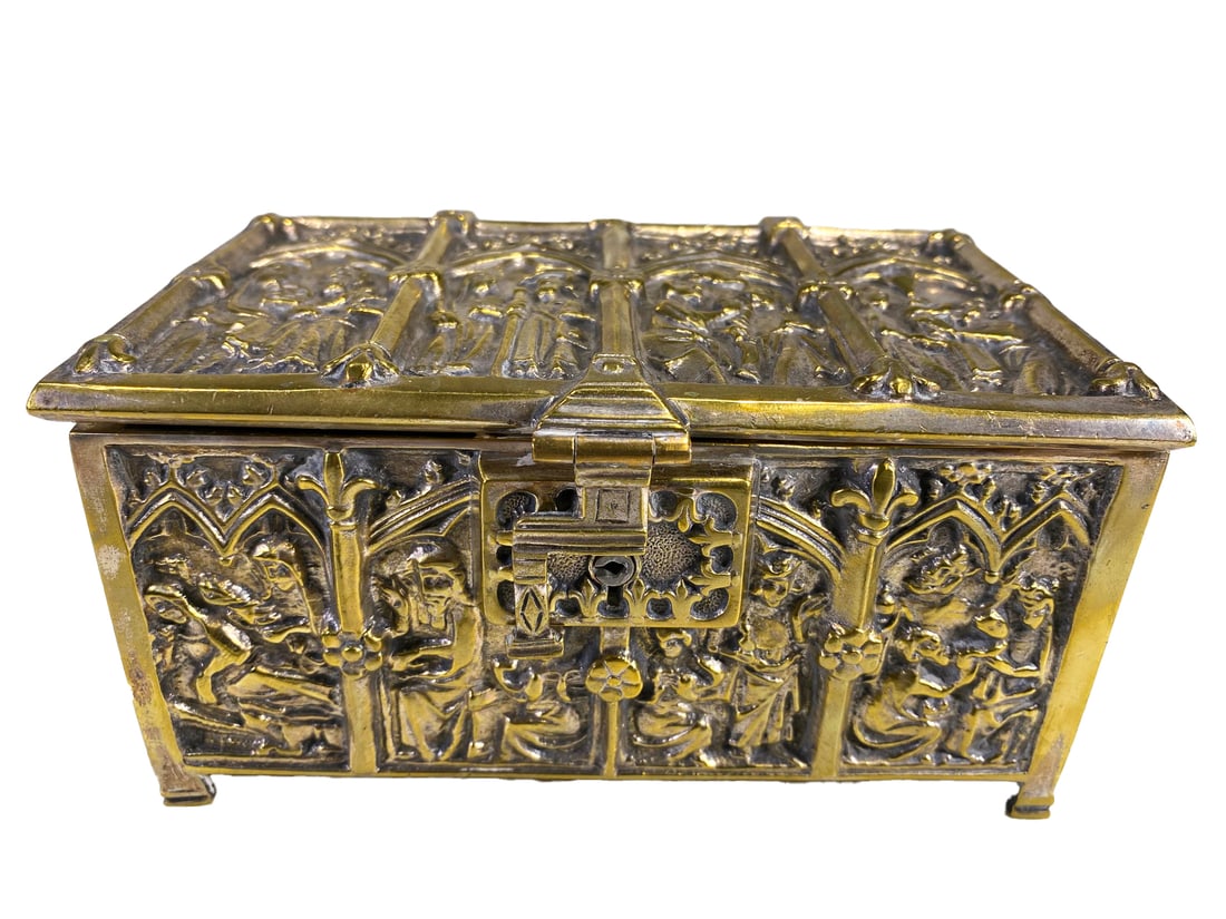 Antique French Bronze Silverplated Jewelry Box (1 of 8)