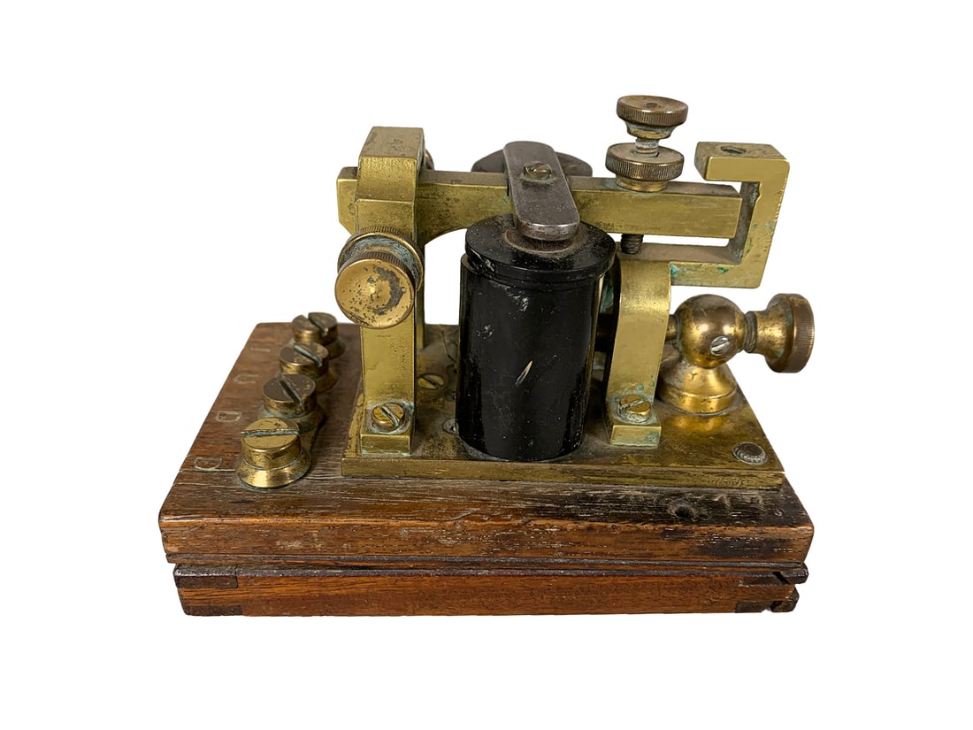 Antique Bronze & Wood Telegraph (1 of 7)