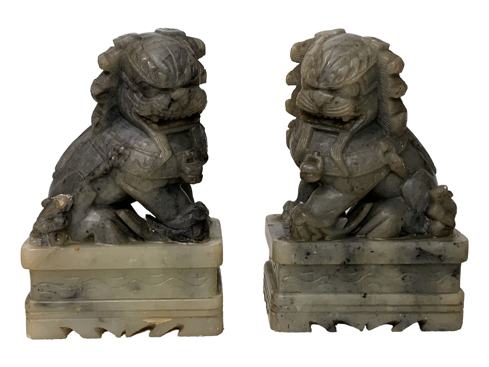 Antique Pair of Chinese Stone Foodogs Statues (1 of 13)