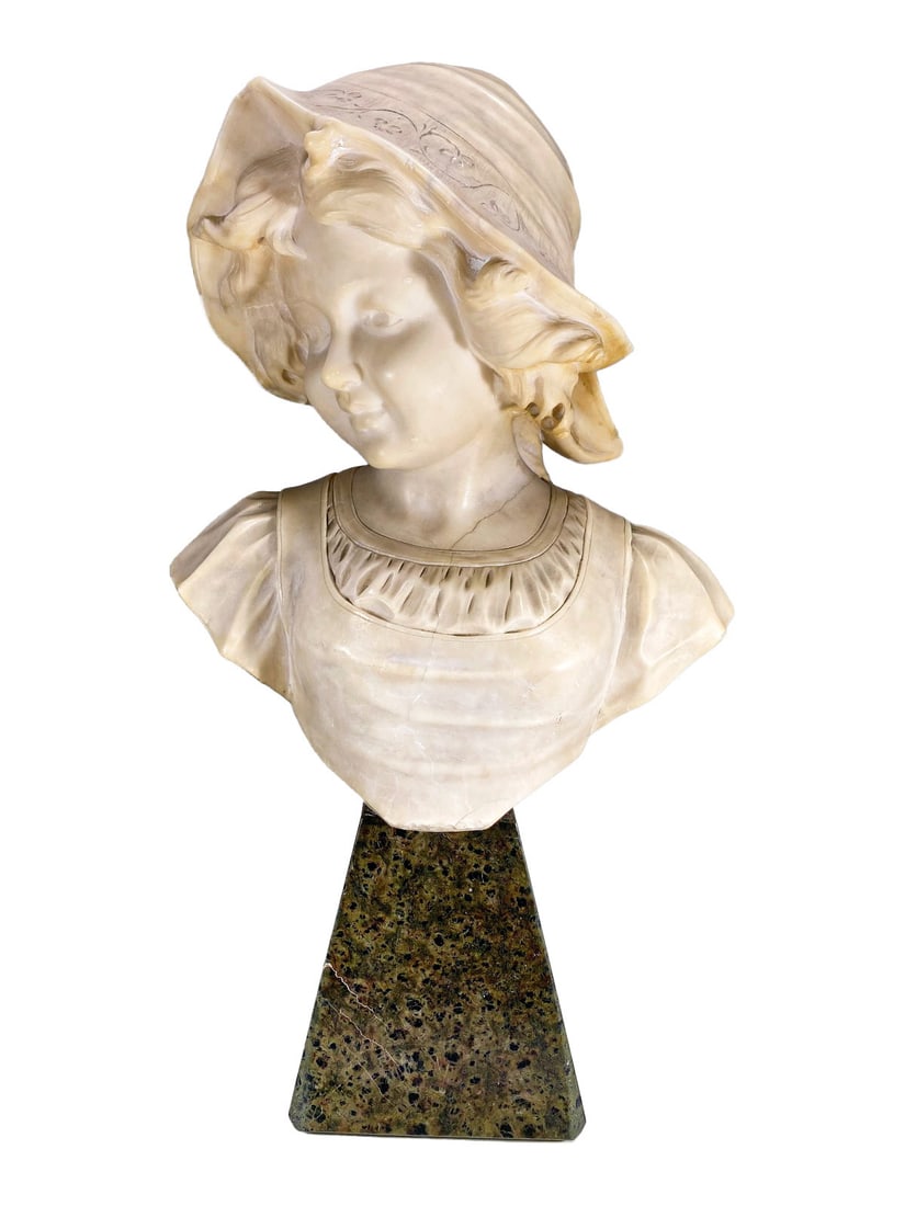 Antique Italian Alabaster & Marble Bust signed Benci (1 of 8)