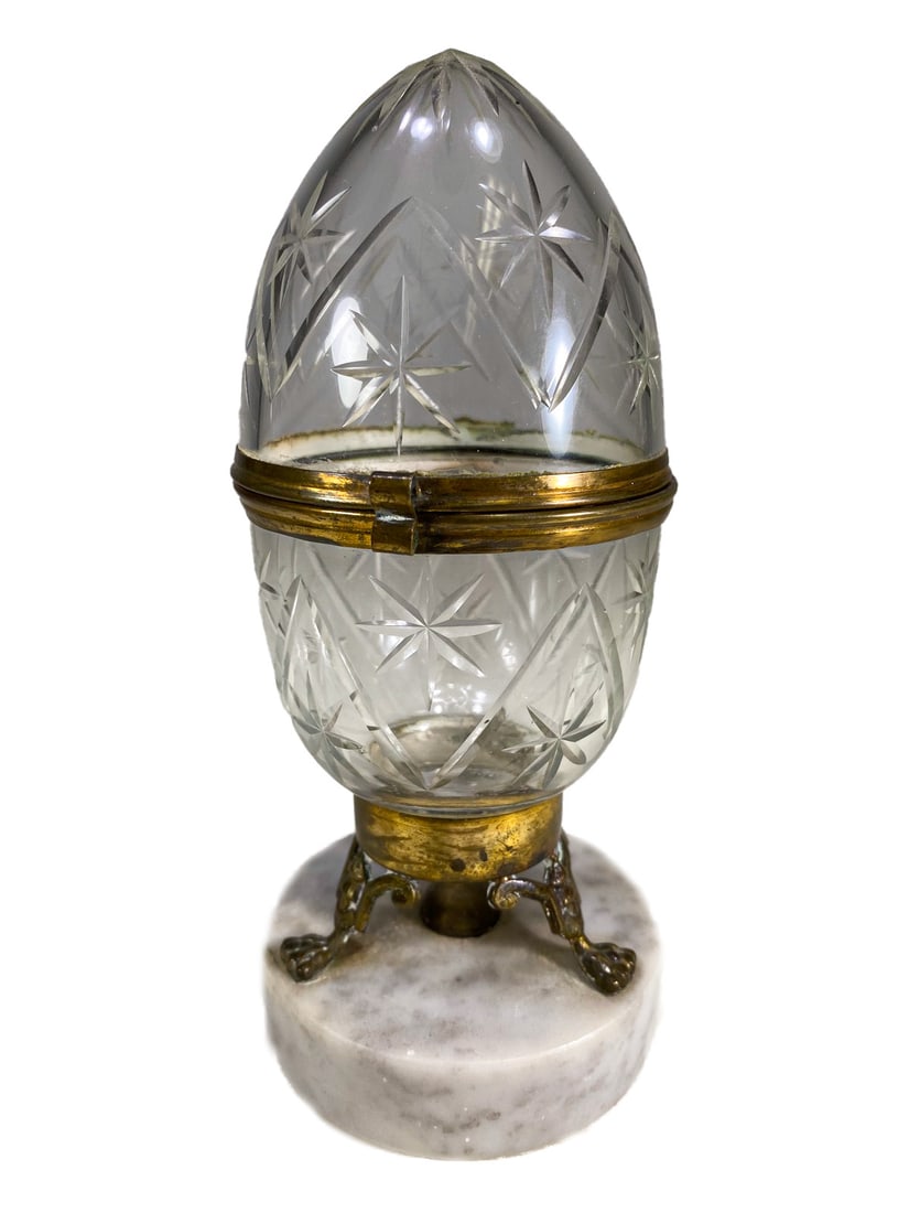 Vintage Glass, Bronze & Marble Egg Box (1 of 5)