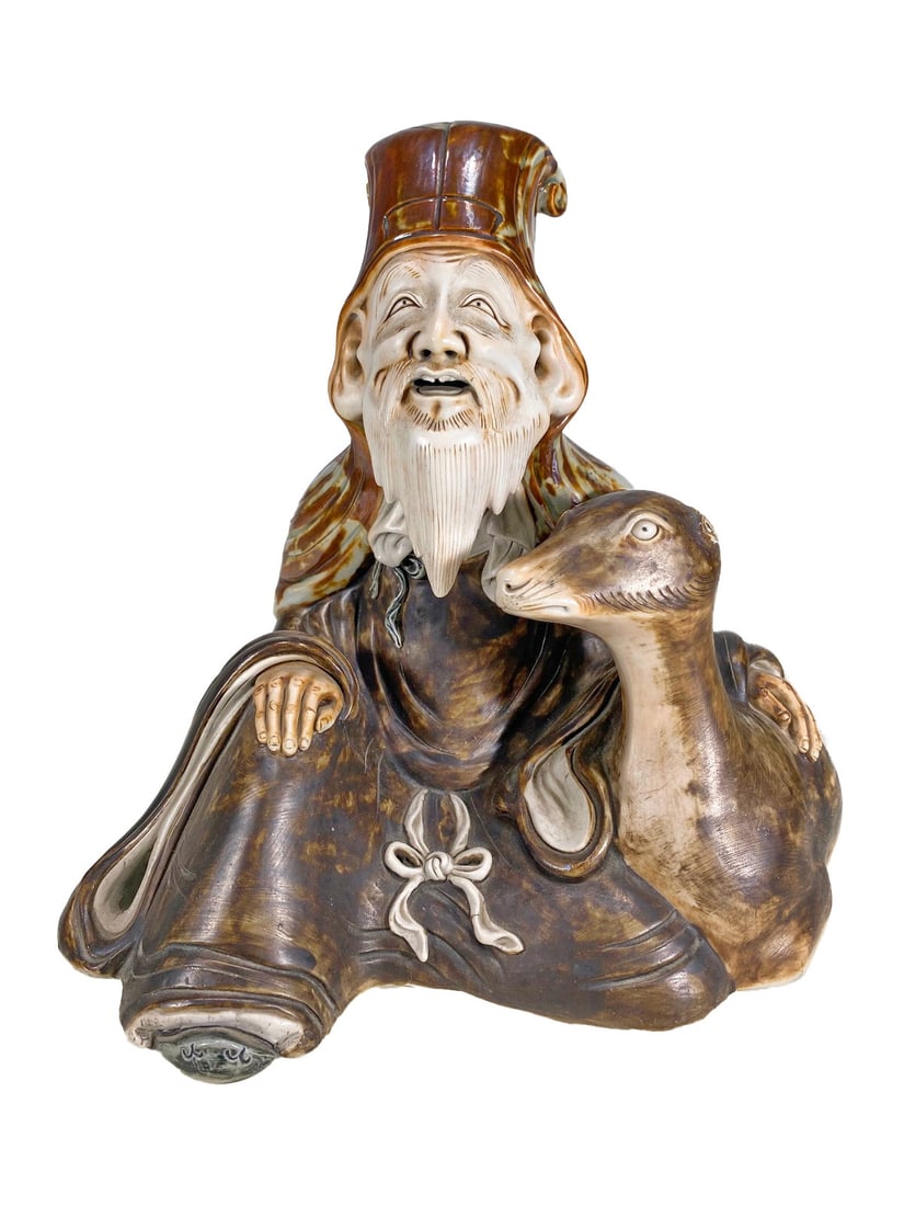 Antique Chinese Monk & Deer Porcelain Statue (1 of 8)