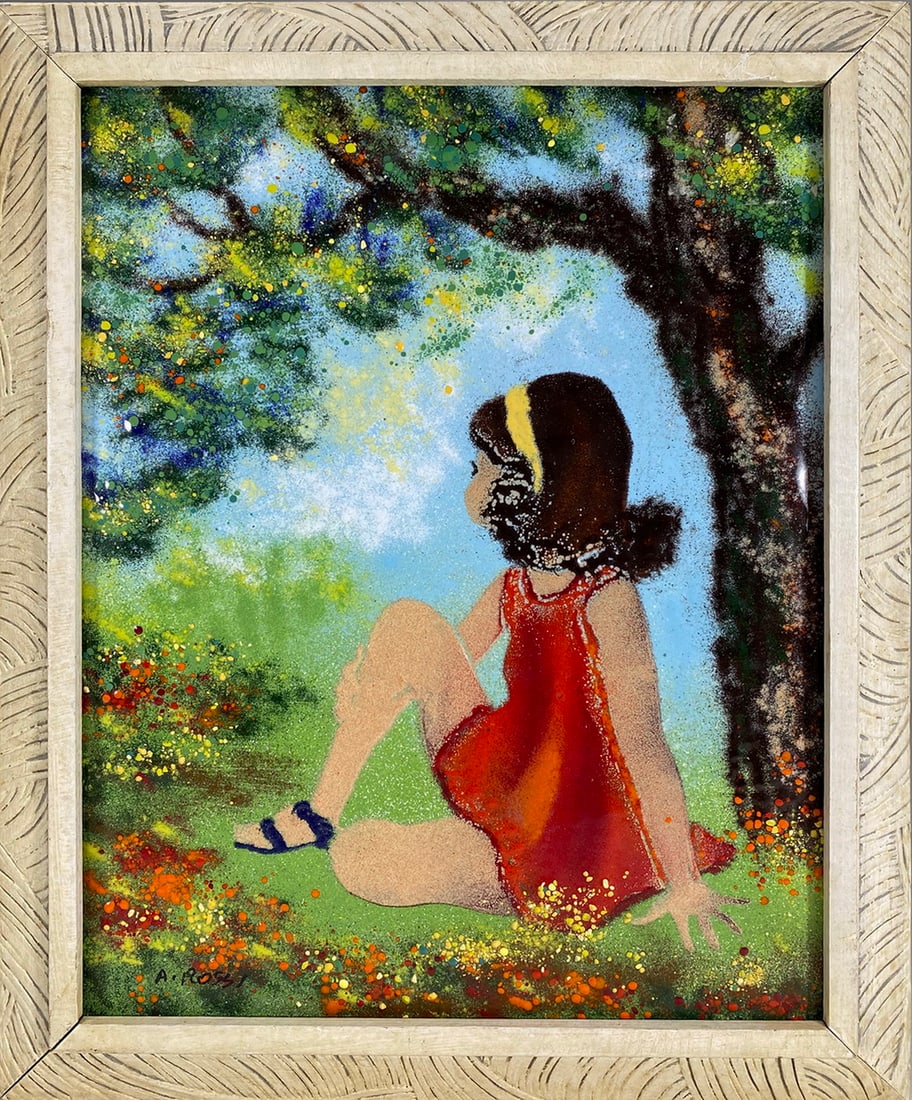 Signed Rossi Enamel on Copper Painting (1 of 4)