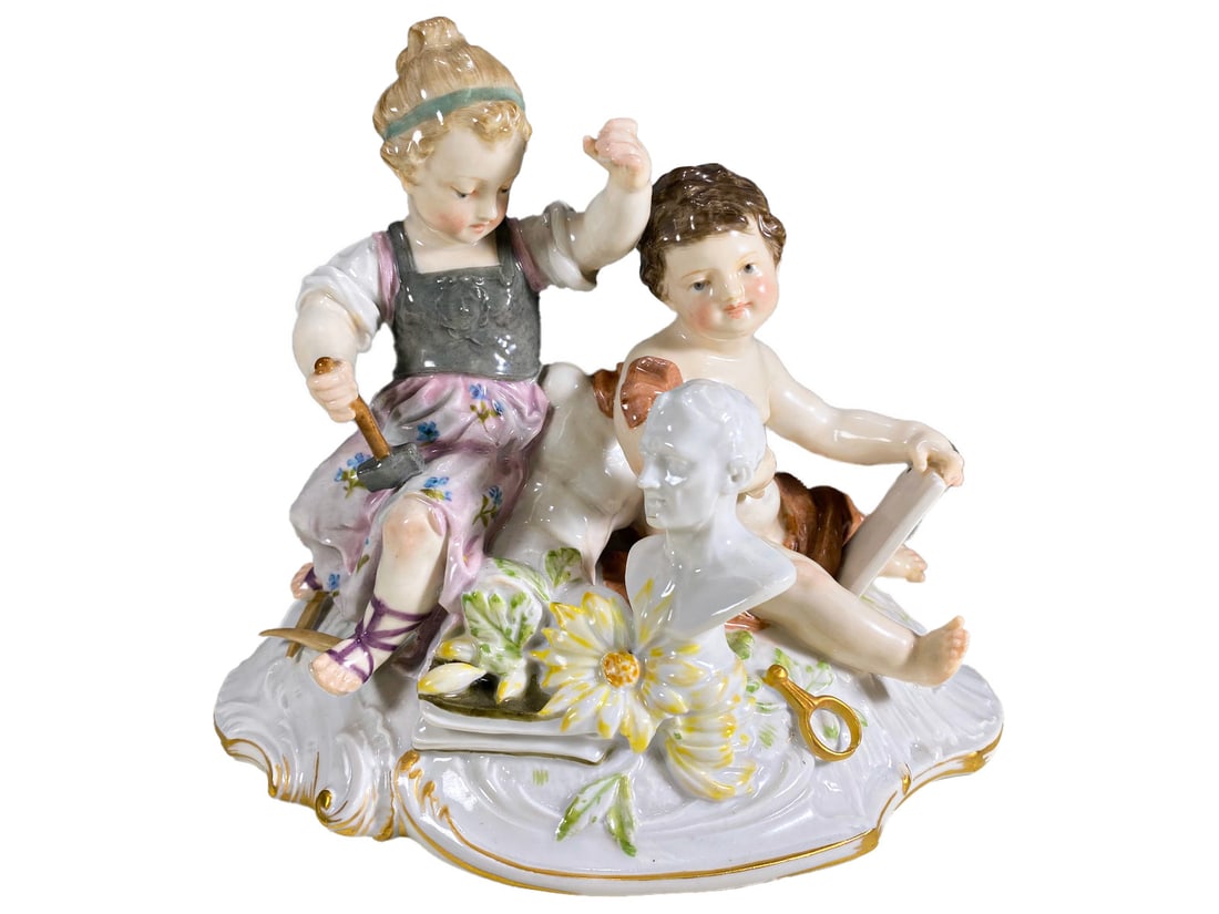 Antique German KPM Porcelain Group: Antique German KPM Porcelain Group. 5 3/8 x 6 5/8 x 4 3/8 in.Local Pick up call one day before to make an appointment. TO SHIP THIS ITEM IN USA OR INTERNATIONAL, PLEASE CONTACT THE SHIPPERS : 1) UPS s