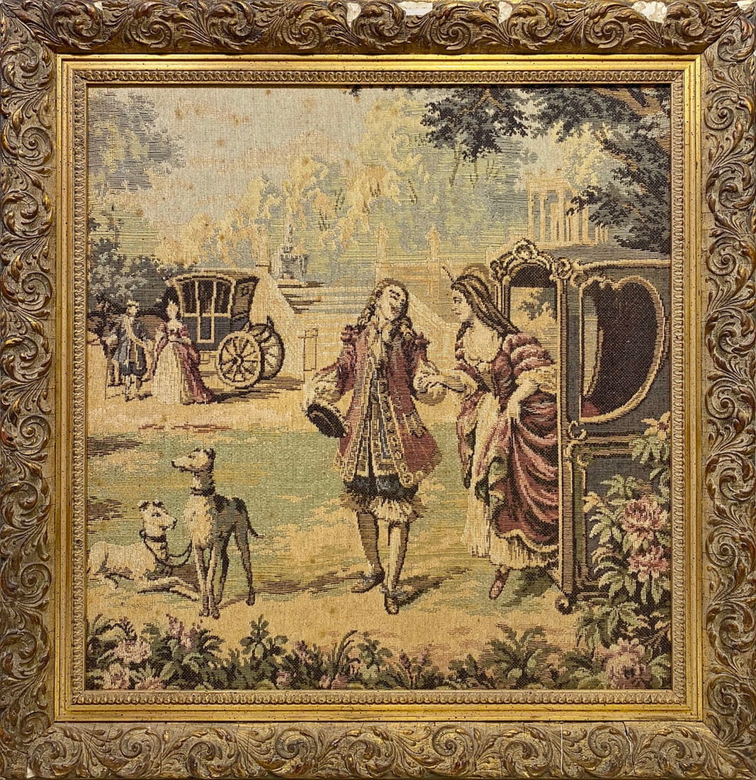 Antique French Framed Gobelin: Antique French Framed Gobelin. 22 3/4 x 22 x 1 3/8 in framed.Local Pick up call one day before to make an appointment. TO SHIP THIS ITEM IN USA OR INTERNATIONAL, PLEASE CONTACT THE SHIPPERS : 1) UPS s