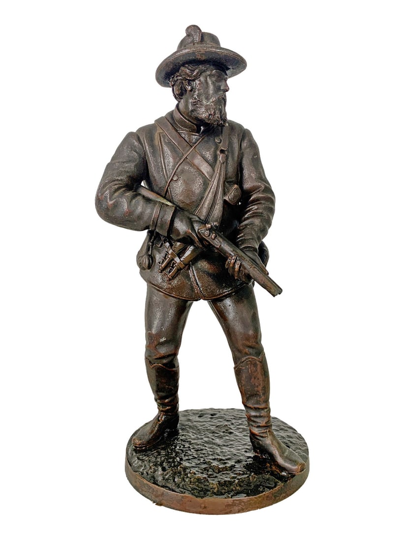 Antique French Soldier Spelter Sculpture: Antique French Soldier Spelter Sculpture. 14 1/4 x 6 1/2 in.Local Pick up call one day before to make an appointment. TO SHIP THIS ITEM IN USA OR INTERNATIONAL, PLEASE CONTACT THE SHIPPERS : 1) UPS st