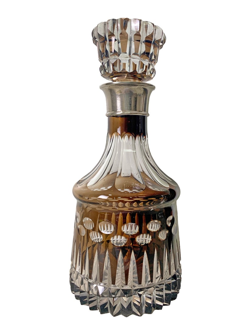 Vintage Amber Cut to Clear Crystal Decanter (1 of 6)