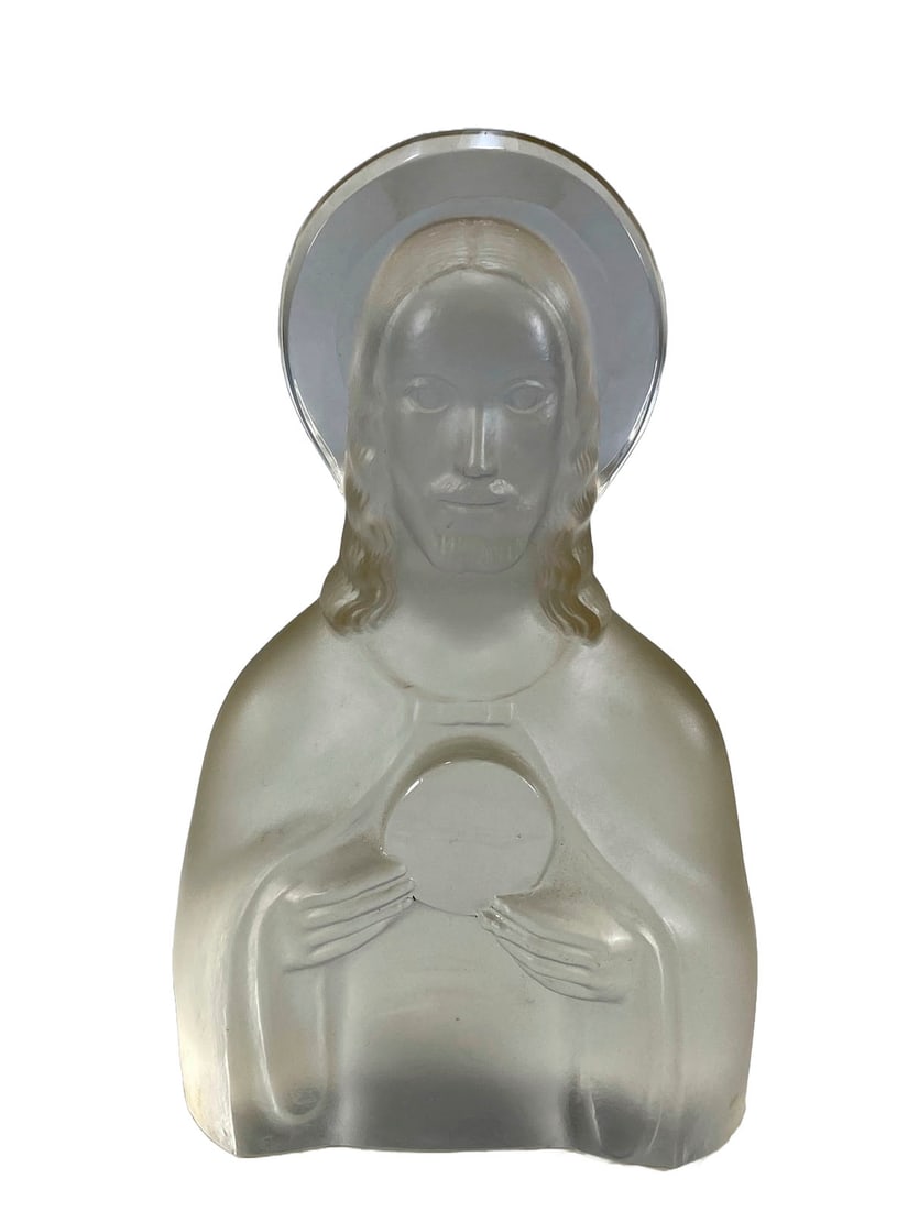 Antique Jesus Frosted Glass Statue (1 of 8)