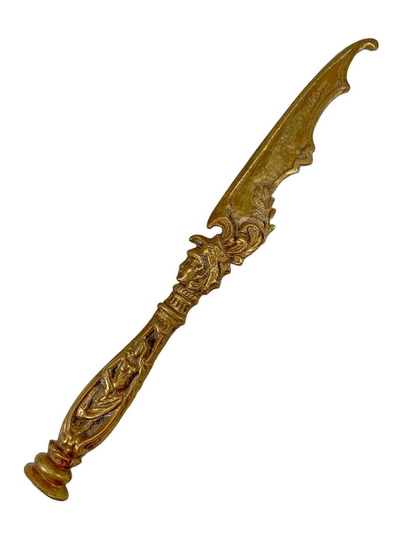 Antique French Gilt Bronze Envelope Opener: Antique French Gilt Bronze Envelope Opener. 9 1/4 x 1 in.Local Pick up call one day before to make an appointment. TO SHIP THIS ITEM IN USA OR INTERNATIONAL, PLEASE CONTACT THE SHIPPERS : 1) UPS store