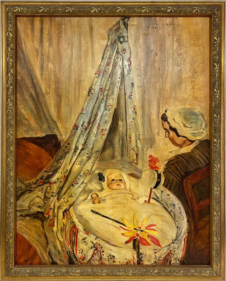 After Claude Monet Oil on Canvas Painting: After Claude Monet Oil on Canvas Painting, made by anonymous artist. 49 1/2 x 39 1/2 x 1 3/4 in framed. 44 x 34 in unframed.Local Pick up call one day before to make an appointment. TO SHIP THIS ITEM