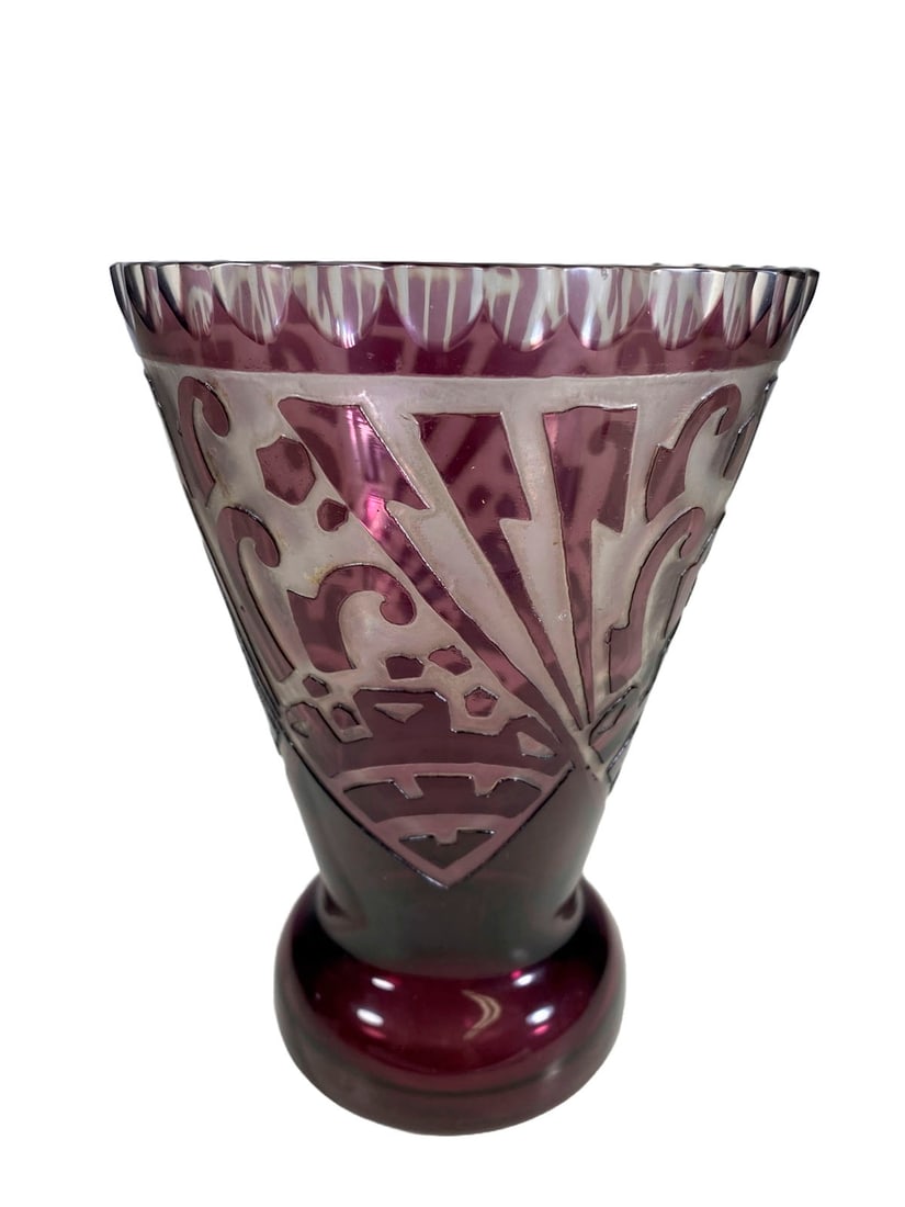 Vintage Purple Cut to Clear Crystal Vase (1 of 4)