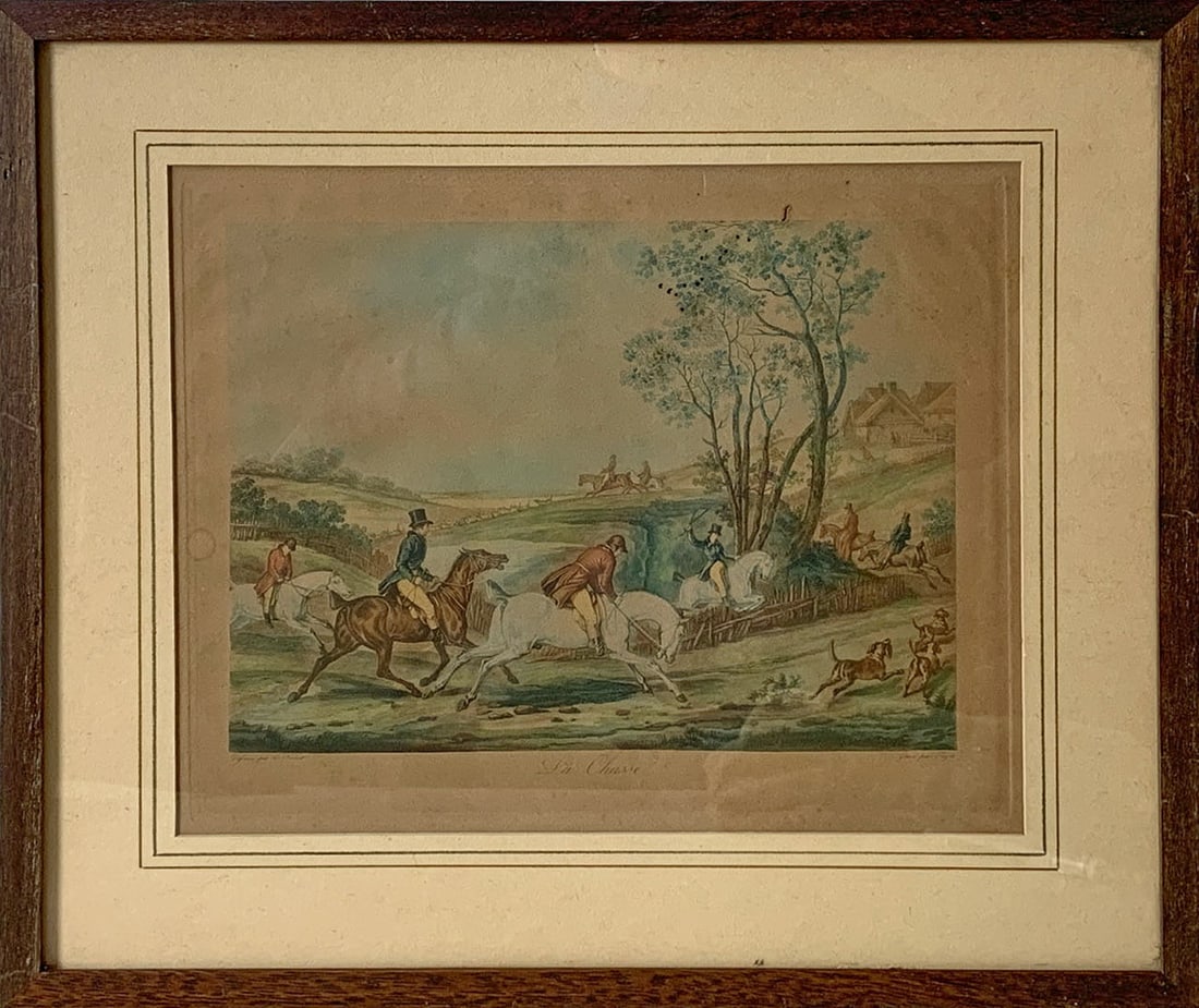 Antique French Hunting Print (1 of 6)
