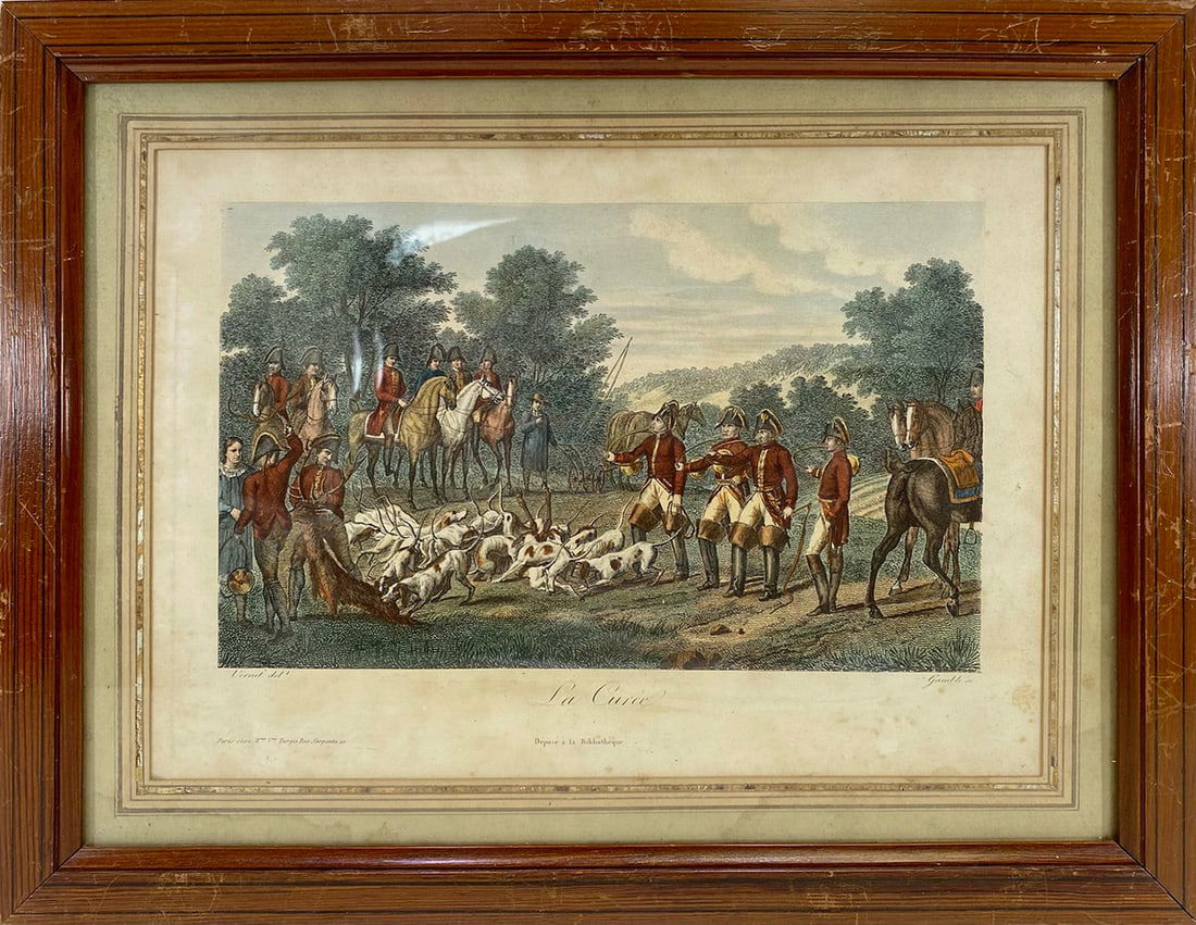 Antique French Hunting Print (1 of 6)