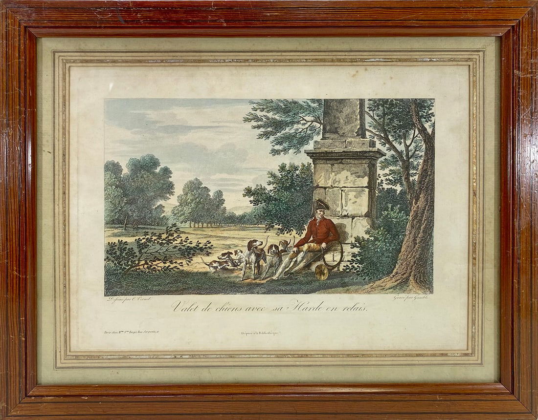 Antique French Hunting Print (1 of 5)