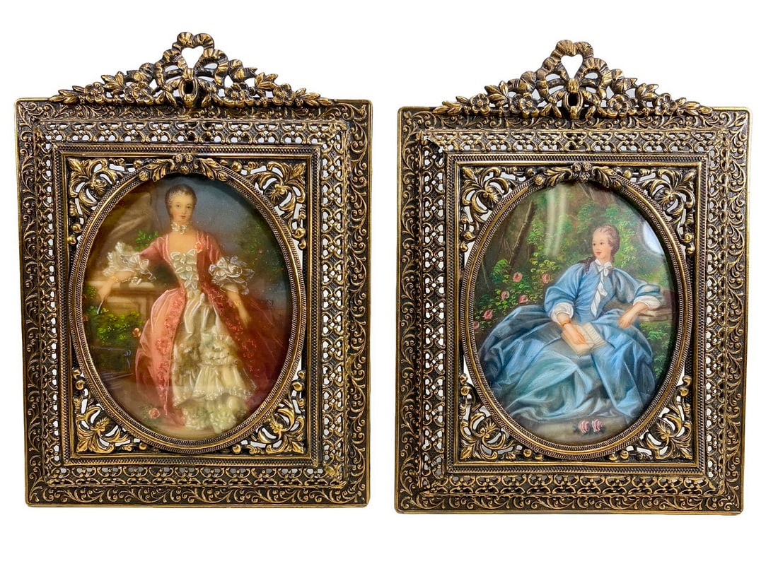 Antique French Pair of Miniature Paintings (1 of 8)