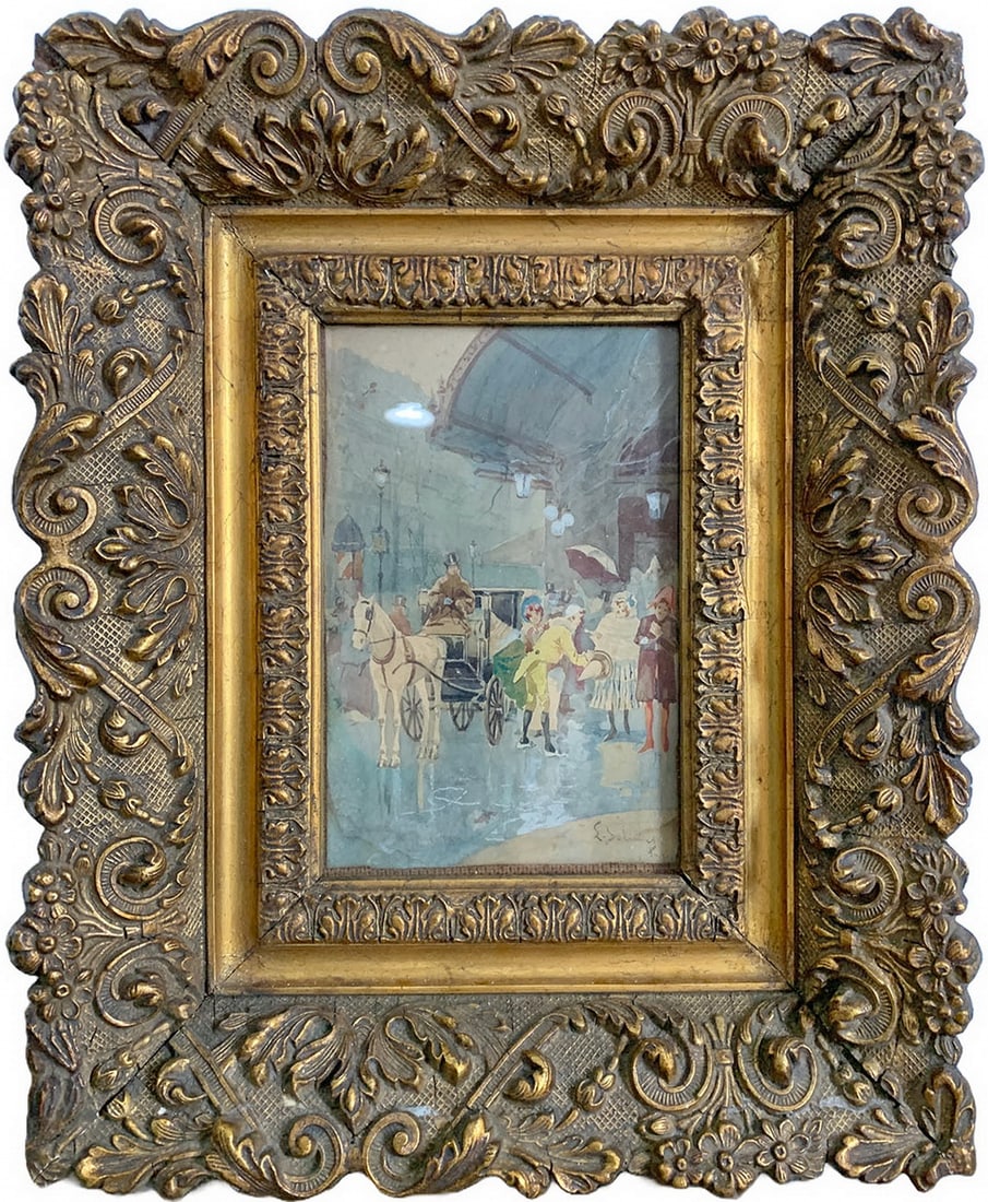 Signed L. SALINAS, Paris 1903 Watercolour Painting (1 of 4)
