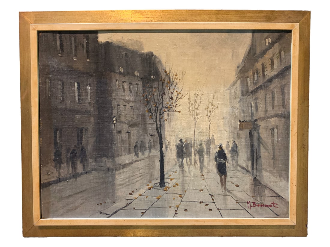 Signed M. BONNET Oil on Canvas on Board Painting (1 of 4)