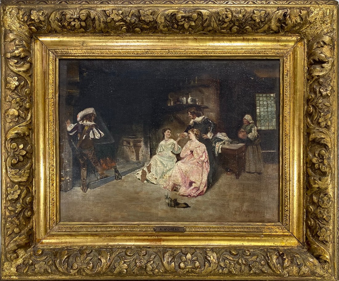 Adrien MOREAU (1843-1906) French Oil on Canvas: Adrien MOREAU (1843-1906) French Oil on Canvas. 21 x 25 x 2 1/2 in framed. 12 3/4 x 16 7/8 in unframed.Local Pick up call one day before to make an appointment. TO SHIP THIS ITEM IN USA OR INTERNATION