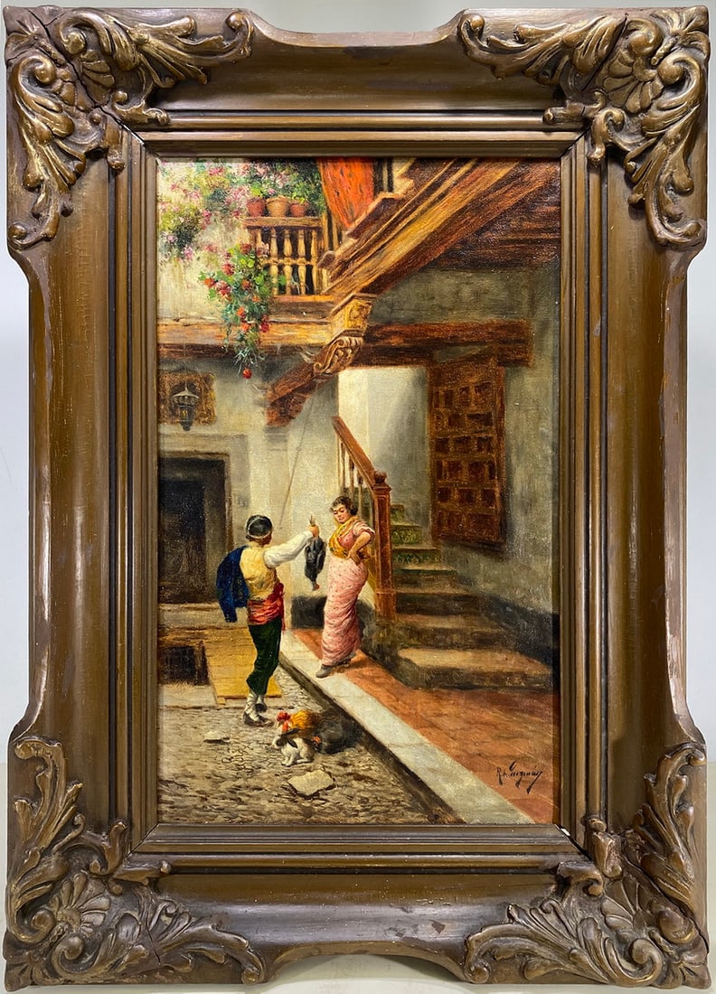 Antique French Oil on Canvas, signed: Antique French Oil on Canvas, signed. 26 x 18 x 2 1/2 in framed. 19 3/4 x 11 3/4 in unframed.Local Pick up call one day before to make an appointment. TO SHIP THIS ITEM IN USA OR INTERNATIONAL, PLEASE
