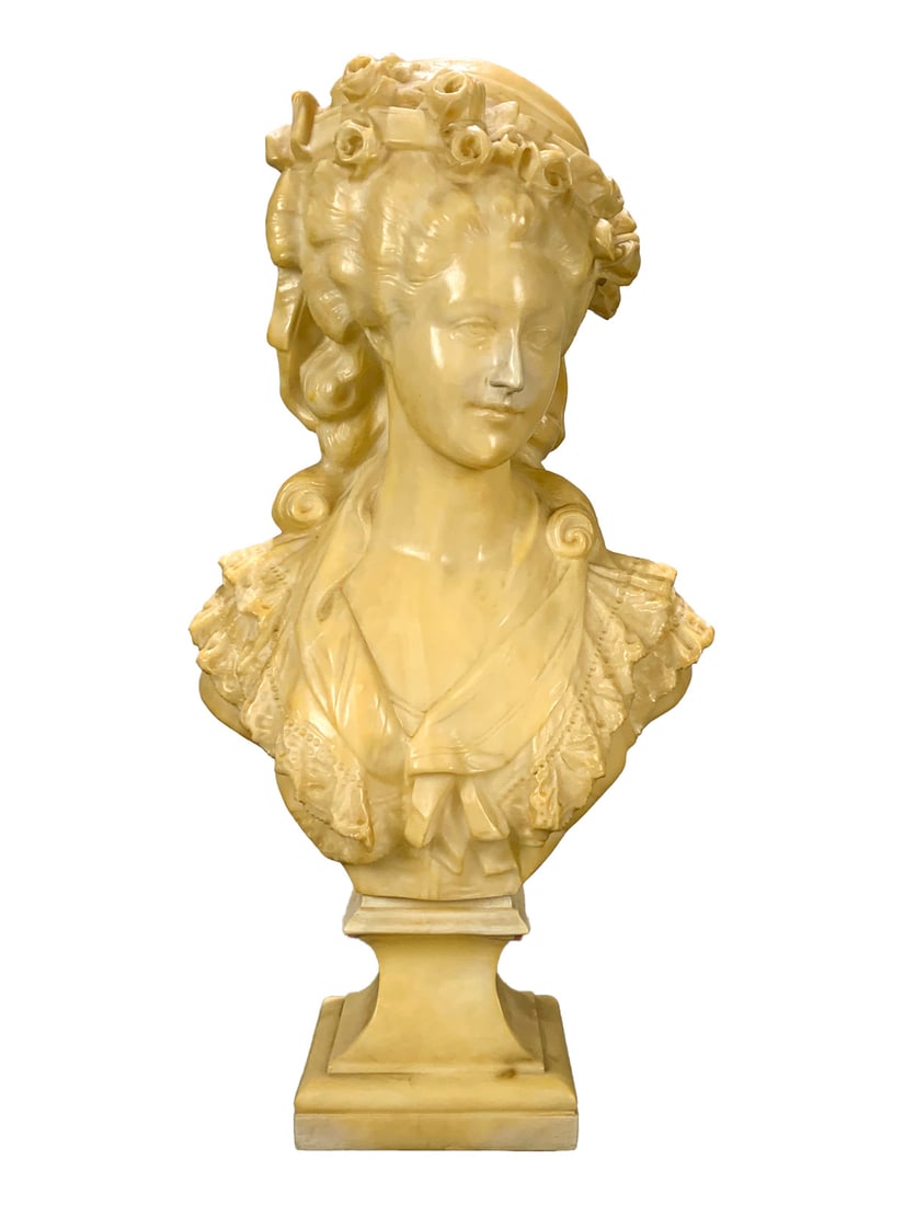 Antique French Alabaster Bust, signed (1 of 8)