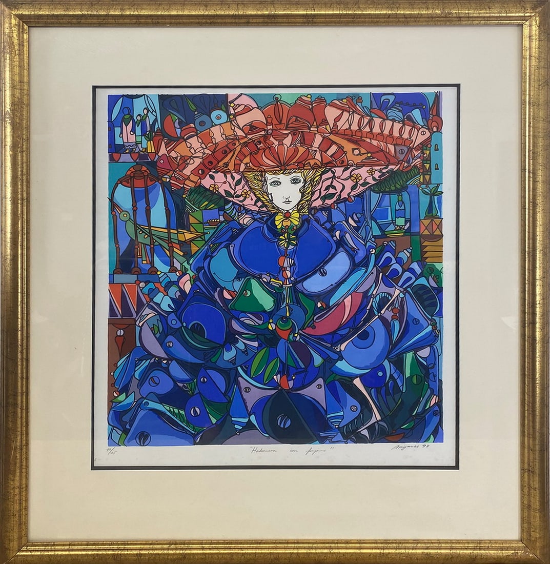 José MIJARES (1921-2004) Cuban Serigraph: José MIJARES (1921-2004) Cuban Serigraph. 39 1/2 x 34 5/8 x 1 1/8 in framed.Local Pick up call one day before to make an appointment. TO SHIP THIS ITEM IN USA OR INTERNATIONAL, PLEASE CONTACT THE SHI