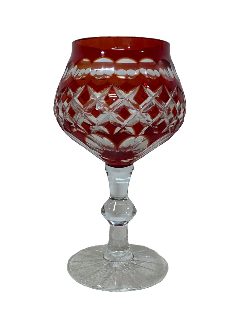 Vintage Ruby Red Cut to Clear Crystal Glass (1 of 3)