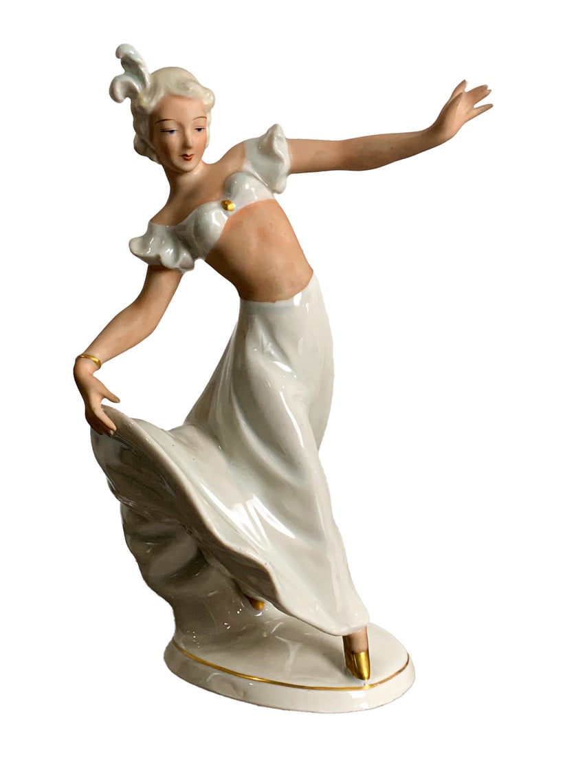 Schaubach Kunst, Germany Art Deco Porcelain Dancer: Shaubach Kunst, Germany Art Deco Porcelain Dancer. 10 x 6 in.Local Pick up call one day before to make an appointment. TO SHIP THIS ITEM IN USA OR INTERNATIONAL, PLEASE CONTACT THE SHIPPERS : 1) UPS s