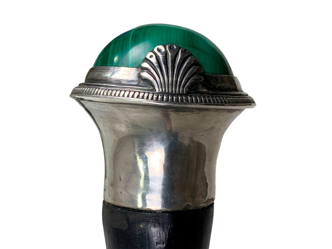 Antique French Silver & Malachite Walking Stick (1 of 7)