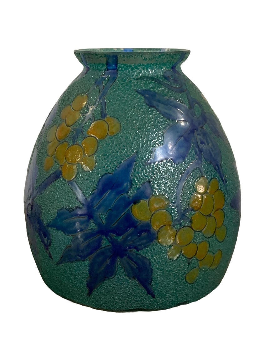 Adrien MAZOYER French Art Deco Enameled Vase (1 of 5)