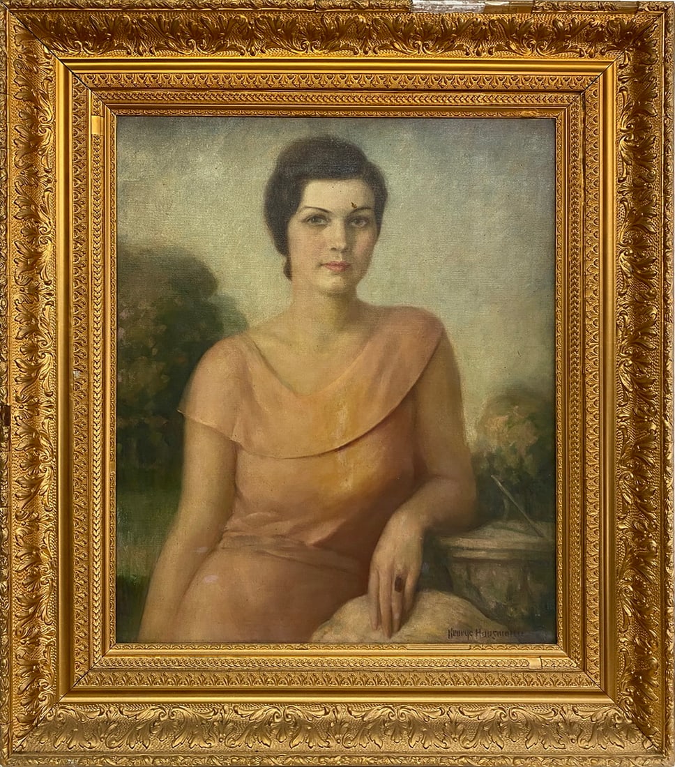 Signed George HAUSMANN Oil on Canvas Painting: Signed George HAUSMANN Oil on Canvas Painting. 40 x 35 x 3 3/4 in frame included. 30 x 25 in without frame.Local Pick up call one day before to make an appointment. TO SHIP THIS ITEM IN USA OR INTERNA
