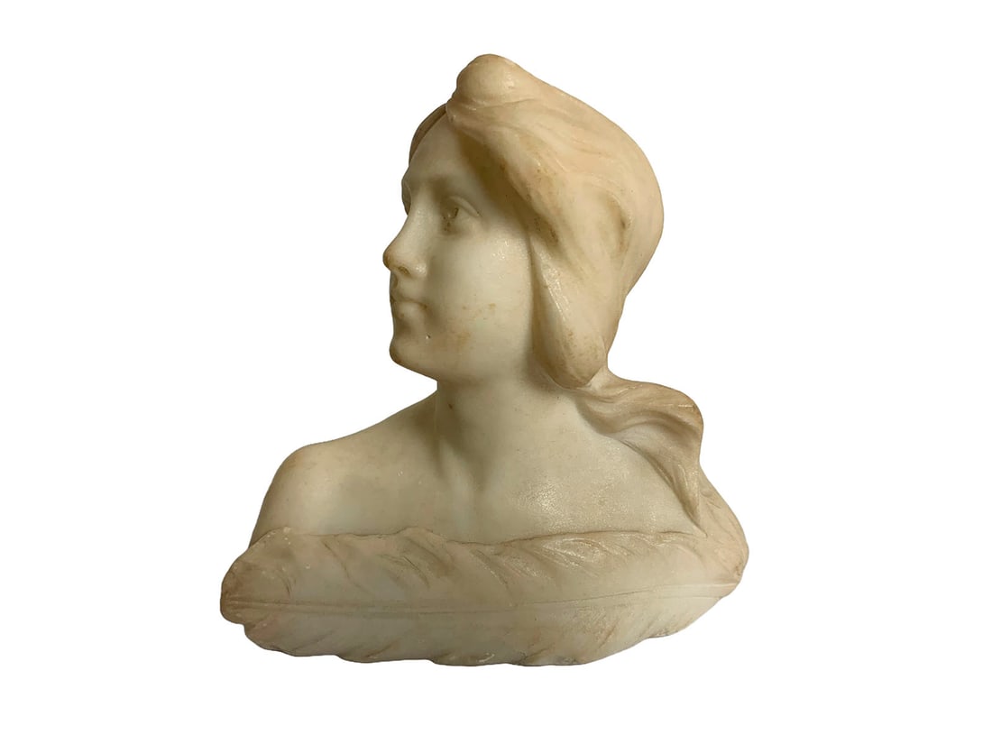 Antique Italian Woman Alabaster Bust (1 of 4)