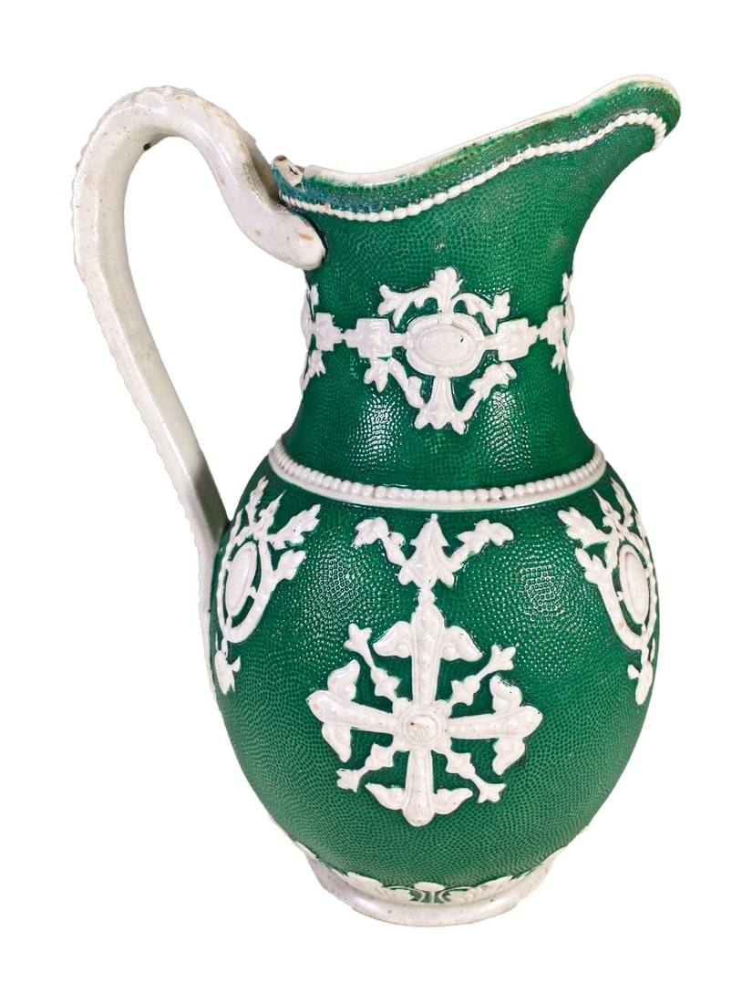 English Green & White Parian Ware Pitcher (1 of 7)