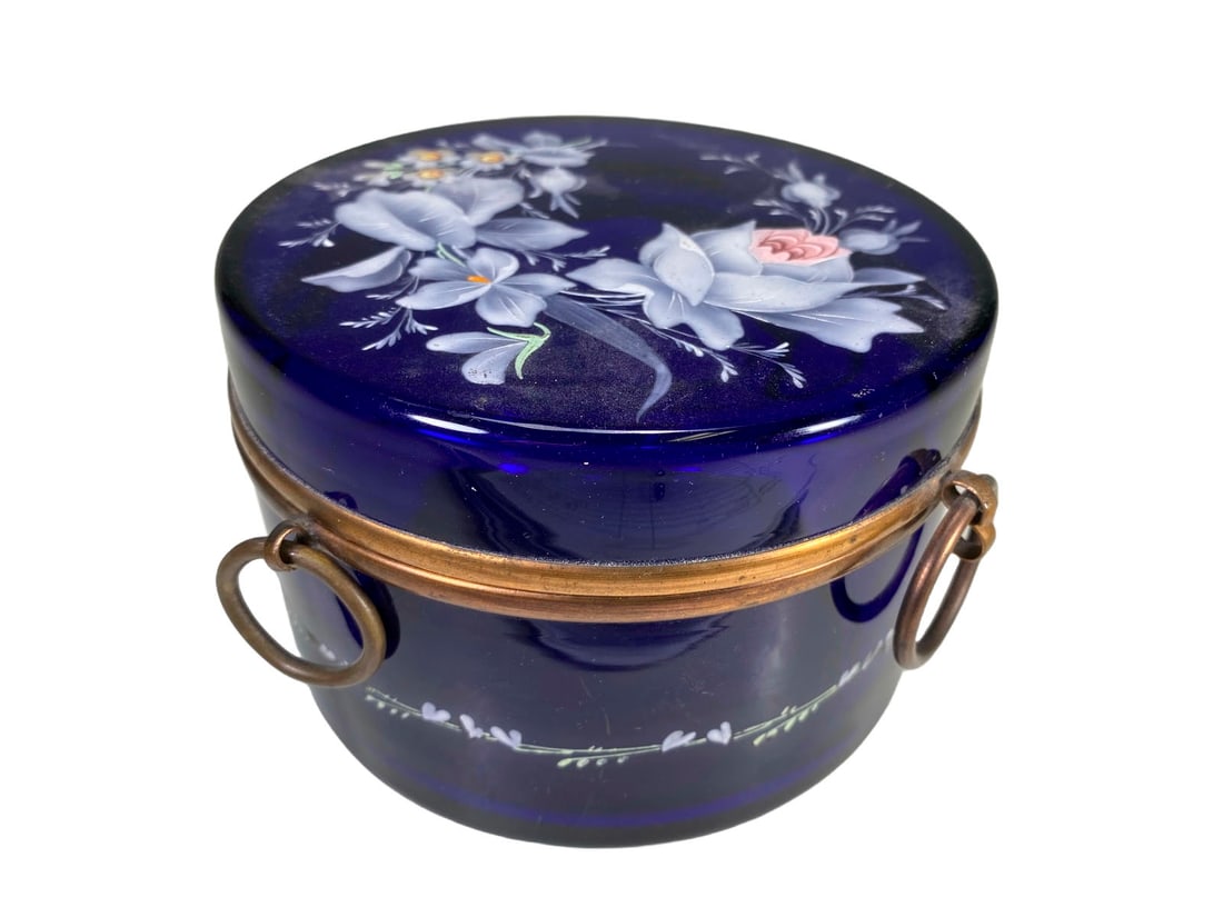 Antique Victorian Enameled Glass & Bronze Box (1 of 6)