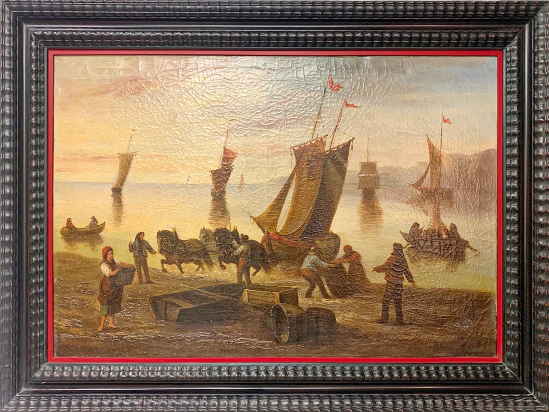 19th C. European oil on Canvas, Signed A. DILLON: 19th C. European oil on Canvas, Signed A. DILLON. 25 3/4 x 38 1/2 in framed. 19 3/4 x 32 3/8 in unframed.Local Pick up call one day before to make an appointment. TO SHIP THIS ITEM IN USA OR INTERNATI