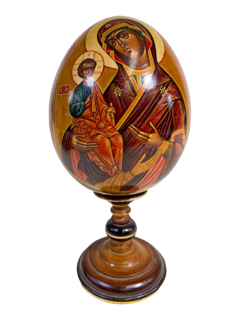 Vintage Russian Hand Painted Wooden Egg (1 of 8)