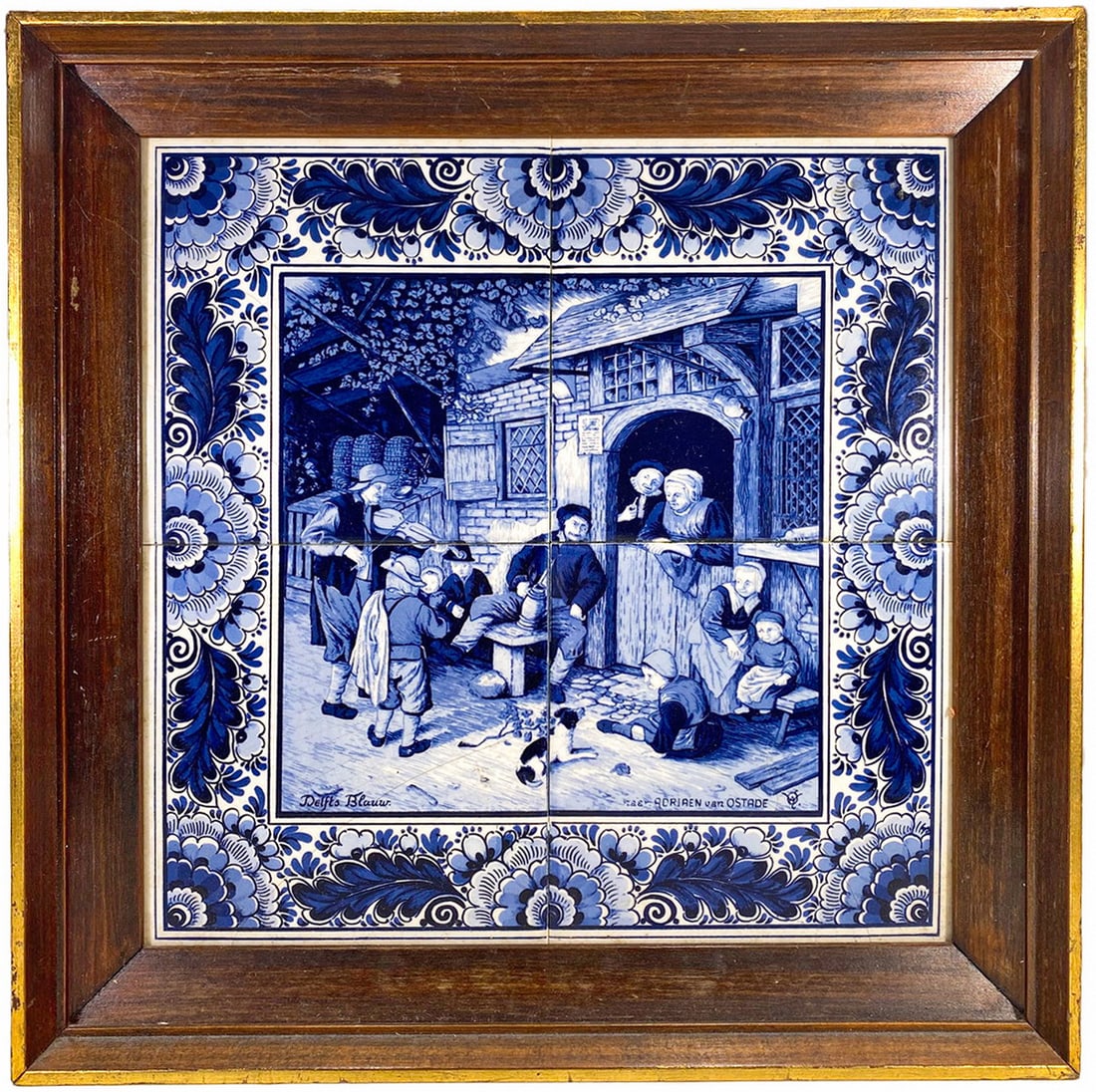 Delfts Blauw 4 Tiles Tableau After Adriaen Van Ostatde (1 of 7)