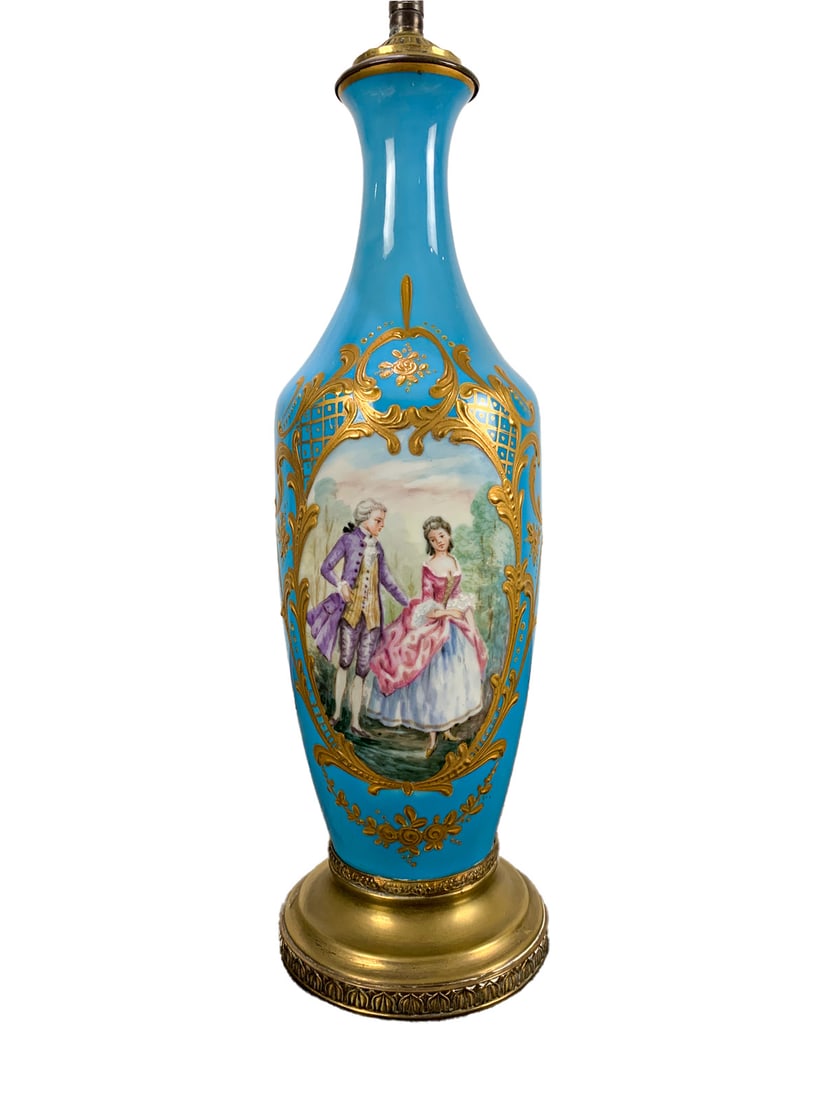 Antique French Porcelain & Bronze Lamp Base (1 of 6)
