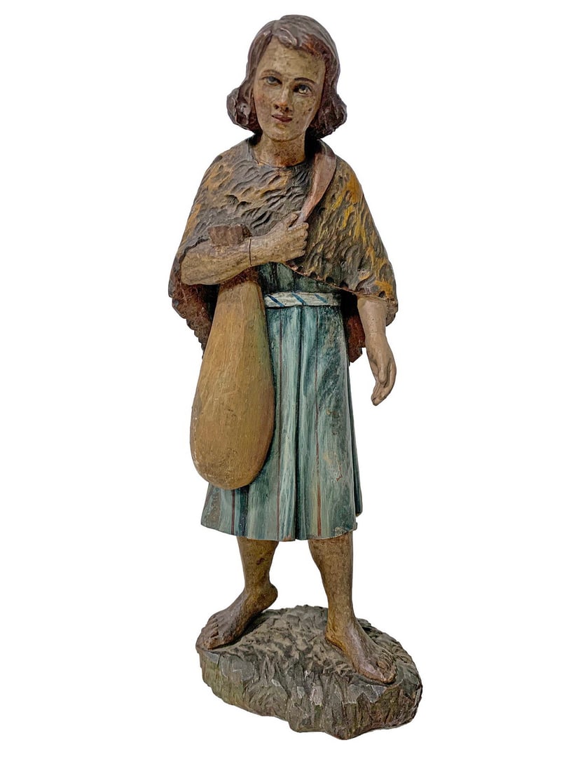 Antique European Carved Wood Statue (1 of 5)