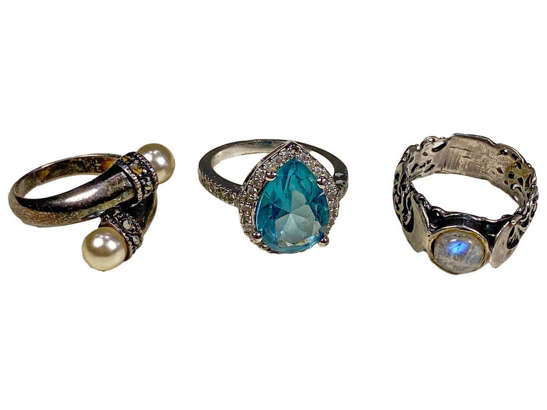 Set of 3 Vintage 925 Sterling Silver Rings (1 of 11)