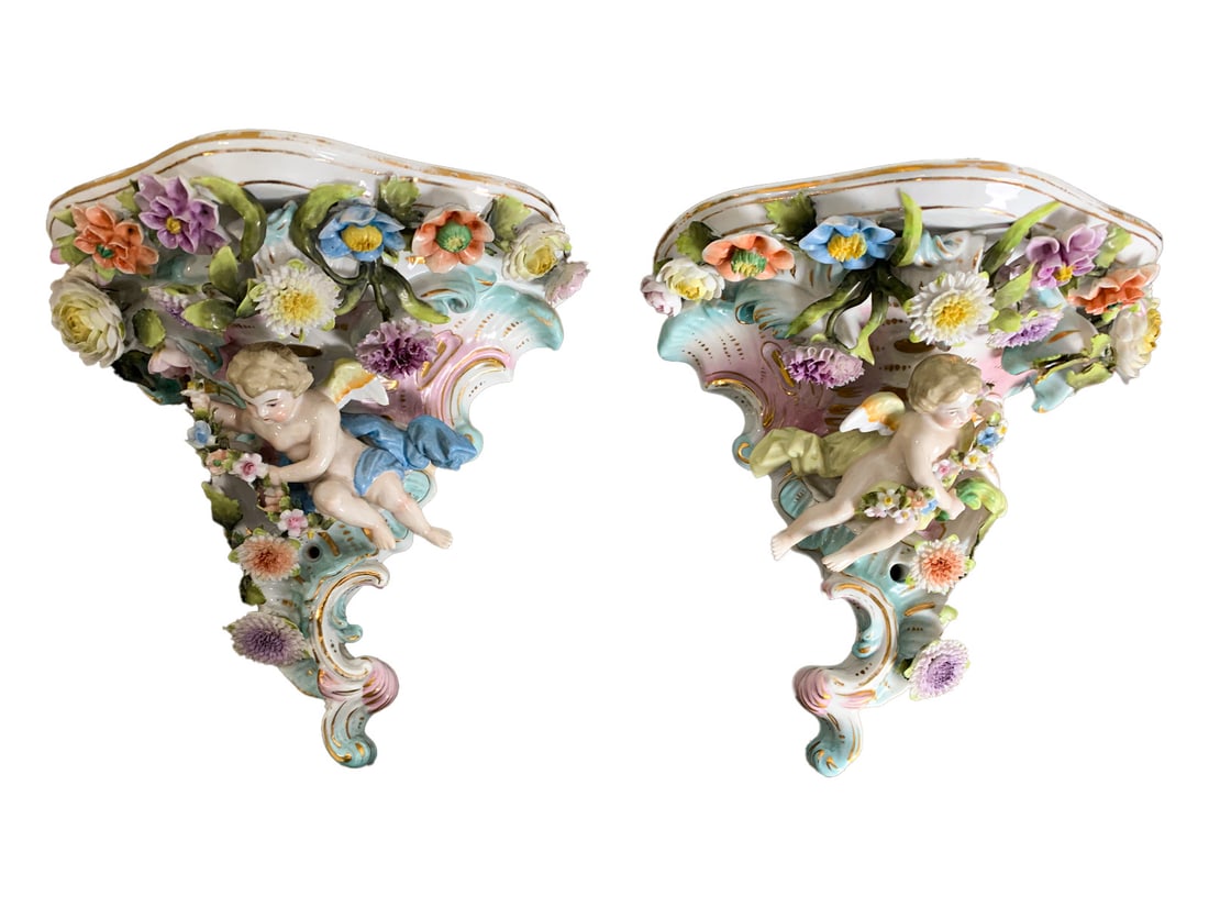Sitzendorf, Germany Pair of Porcelain Brackets (1 of 15)