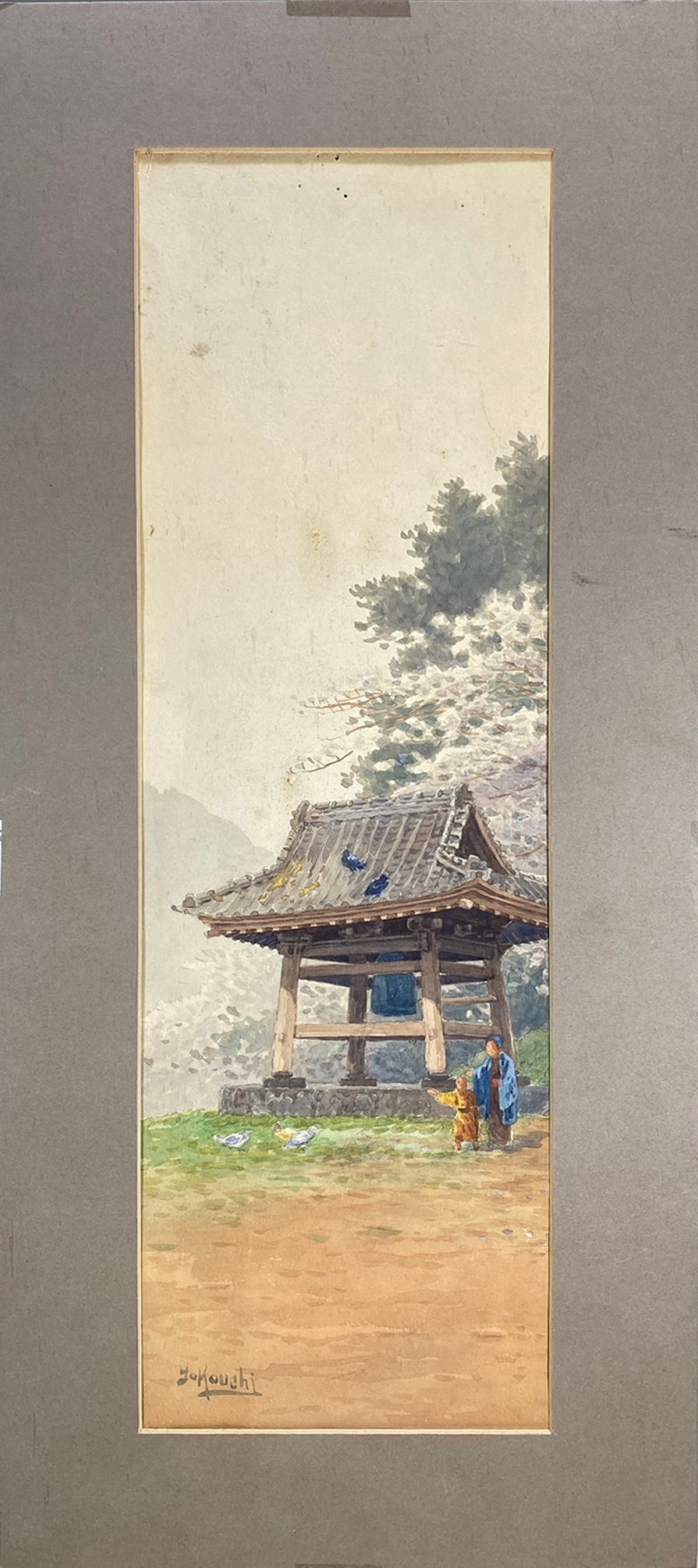Ginnosuke YOKOUCHI (1870-1942) Japanese Watercolor: Ginnosuke YOKOUCHI (1870-1942) Japanese Watercolor. 21 1/2 x 9 1/2 in.Local Pick up call one day before to make an appointment. TO SHIP THIS ITEM IN USA OR INTERNATIONAL, PLEASE CONTACT THE SHIPPERS :