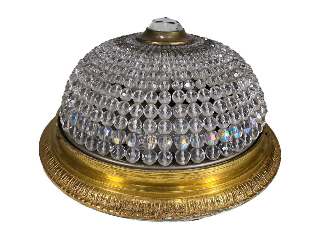 Antique French Bronze & Glass Ceiling Light (1 of 7)