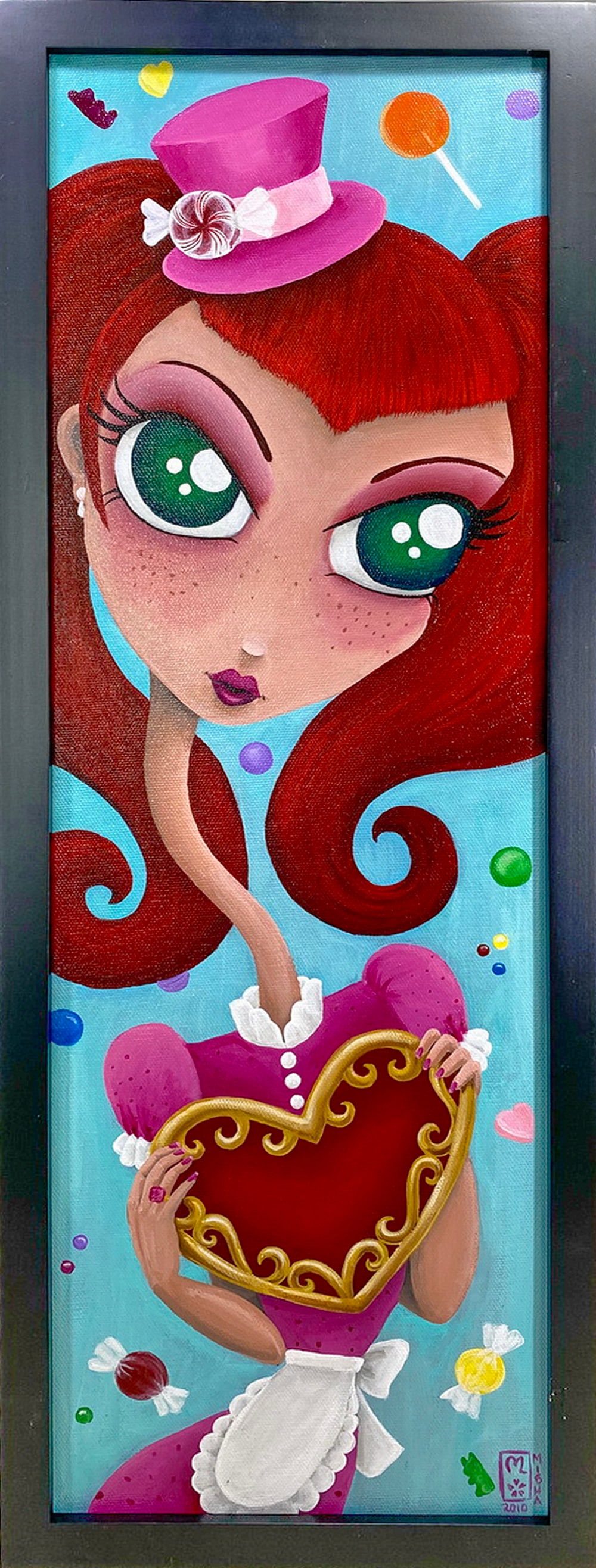 Misha Sweetheart Acrylic on Canvas Painting: Misha Sweetheart Acrylic on Canvas Painting. 25 x 9 x 1 in with frame.Local Pick up call one day before to make an appointment. TO SHIP THIS ITEM IN USA OR INTERNATIONAL, PLEASE CONTACT THE SHIPPERS :