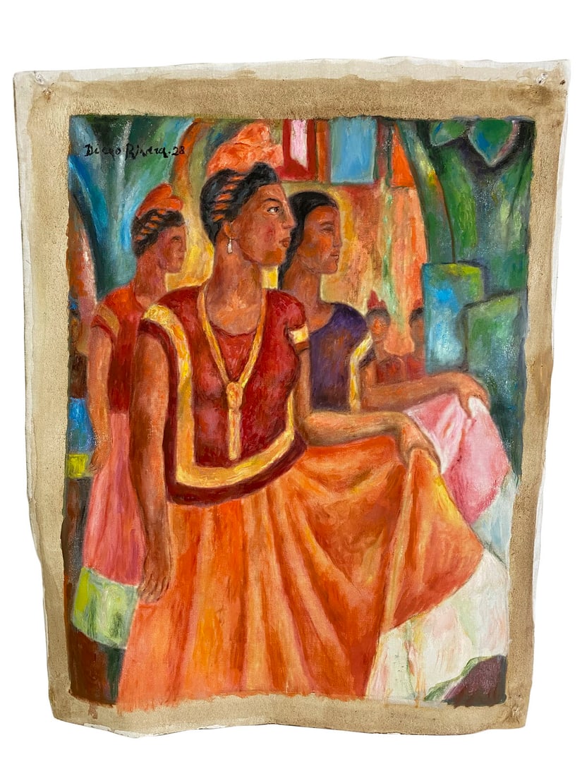 After Diego Rivera Oil on Canvas: After Diego Rivera Oil on Canvas, made by anonymous artist. 29 1/4 x 23 1/4 in.Local Pick up call one day before to make an appointment. TO SHIP THIS ITEM IN USA OR INTERNATIONAL, PLEASE CONTACT THE S