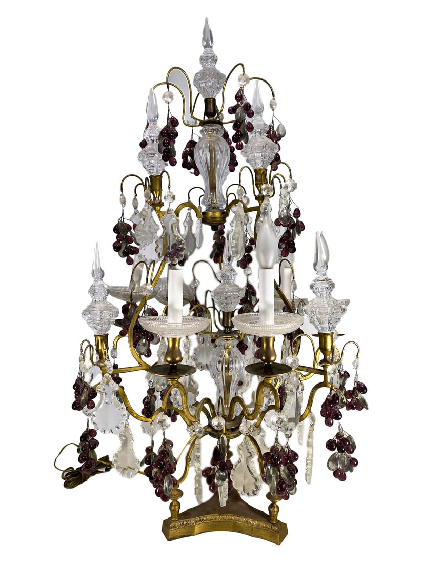 Antique French Bronze, Crystal & Glass Fruits Girandole (1 of 6)