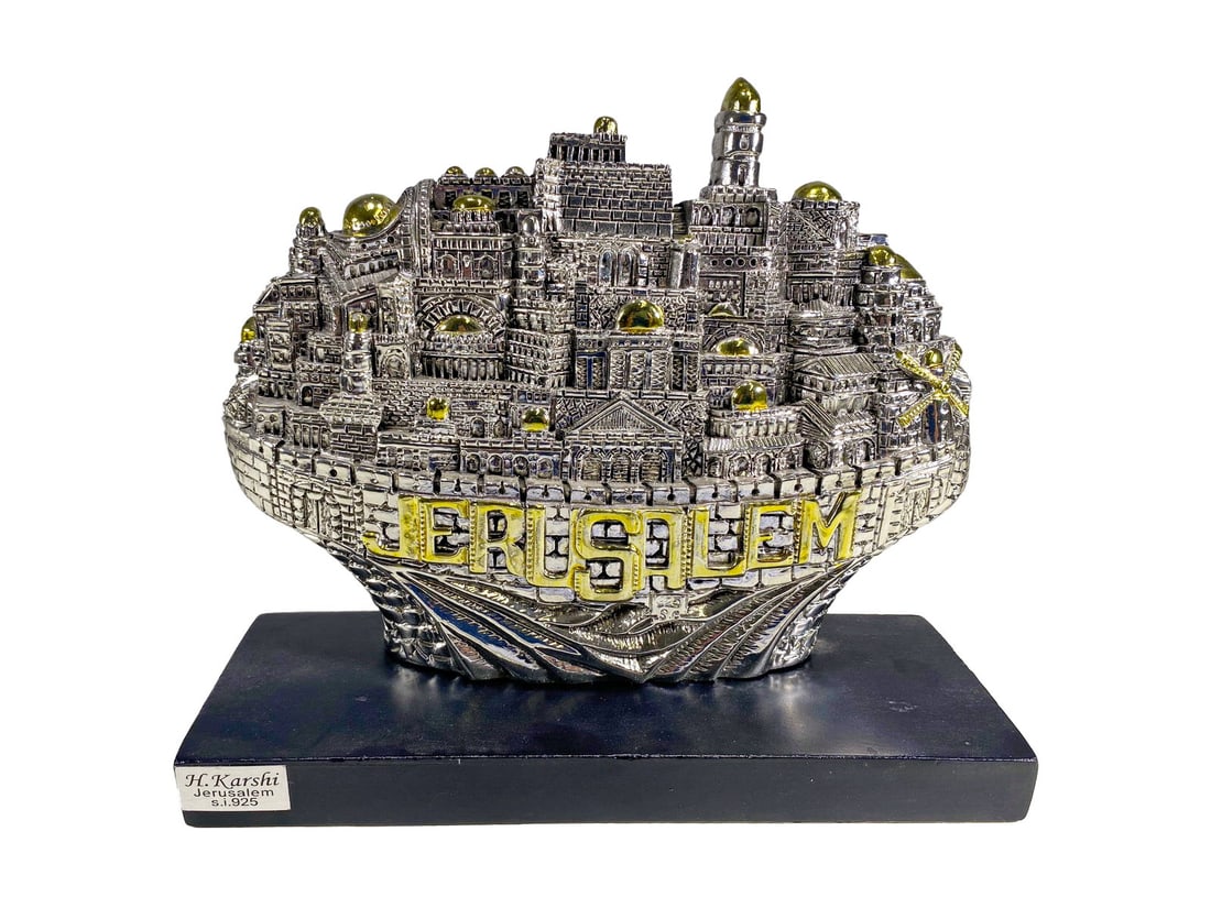 H. Karshi, Sterling 925 Jerusalem Sculpture: H. Karshi, Sterling 925 Jerusalem Sculpture. 6 1/2 x 7 5/8 x 2 3/4 in. Local Pick up call one day before to make an appointment. TO SHIP THIS ITEM IN USA OR INTERNATIONAL, PLEASE CONTACT THE SHIPPERS 